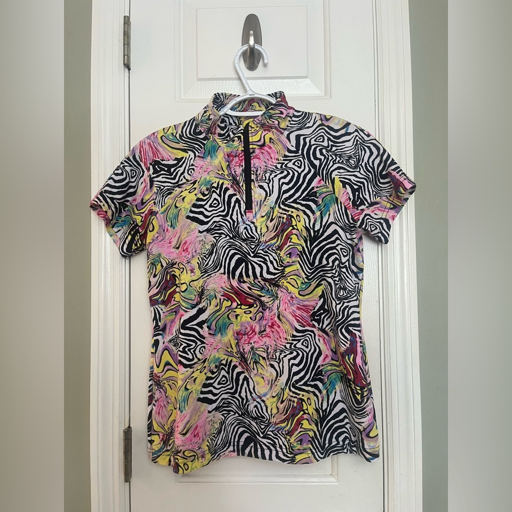TZU TZU SPORT African Dream Daisey Short Sleeve Golf Shirt - size M b6
